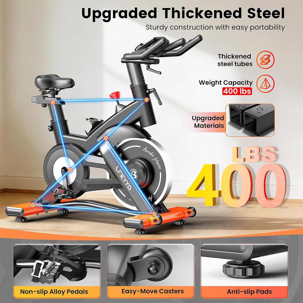 Pooboo Exercise Bike,400LB Mag - Exercise Bike Magnetic Resistance ulasan dan harga